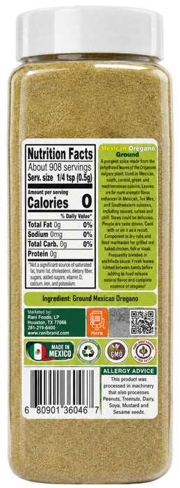 Rani Mexican Oregano Ground (Authentic Mexican Herb) 16oz (1lb) 454g PET Jar ~ All Natural | Gluten Free | NON-GMO | Kosher | Vegan | Sodium Free | Product of Mexico
