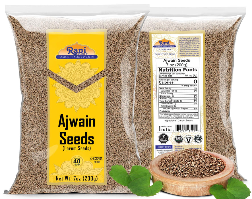 Rani Ajwain Seeds (Carom Bishops Weed) Spice Whole 7oz (200g) ~ Natural | Vegan | Gluten Friendly | NON-GMO | Kosher | Indian Origin