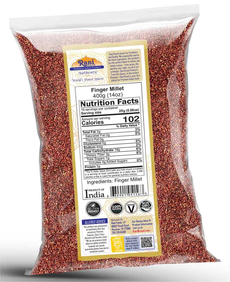 Rani Ragi Finger Millet (Eleusine Coracana) Whole Ancient Grain Seeds~ All Natural | Gluten Free Ingredients | NON-GMO | Vegan | Indian Origin