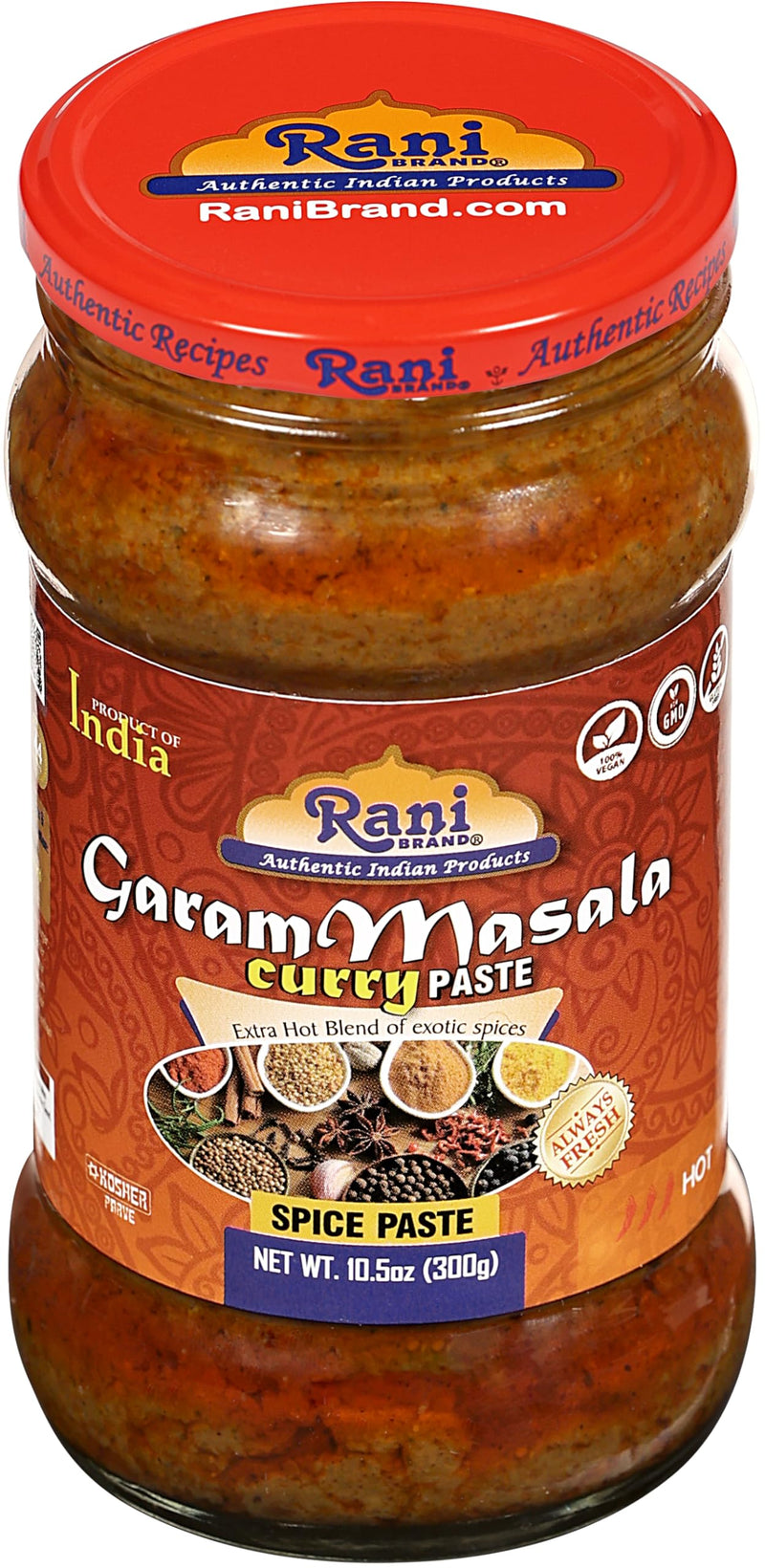 Rani Garam Masala Curry Spice Paste 10.5oz (300g) Glass Jar ~ No Colors | All Natural NON-GMO | Kosher | Vegan | Gluten Free | Indian Origin