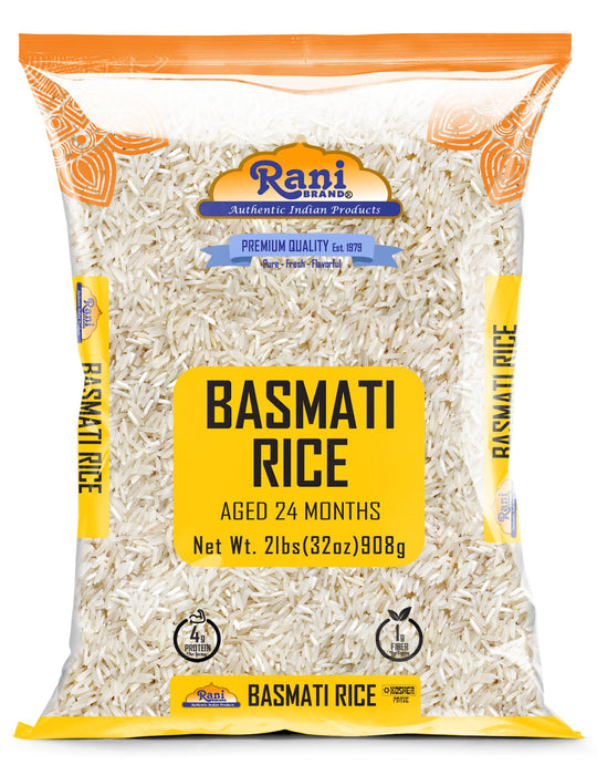 Rani Platinum White Basmati Rice Extra Long Aged 32oz (2lbs) 908g ~ All Natural | Gluten Friendly | Vegan | Indian Origin | Kosher | Export Quality