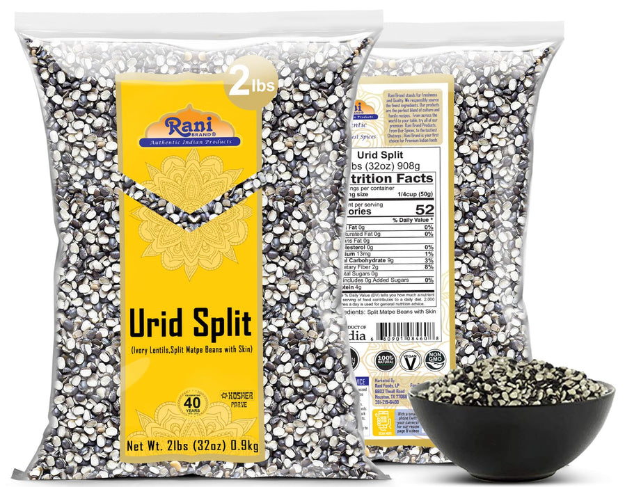 Rani Urid/Urad Split Chilka (Split Matpe Beans with Skin) Indian Lentils 32oz (2lbs) 908g ~ All Natural | Gluten Friendly | Non-GMO | Kosher | Vegan | Indian Origin