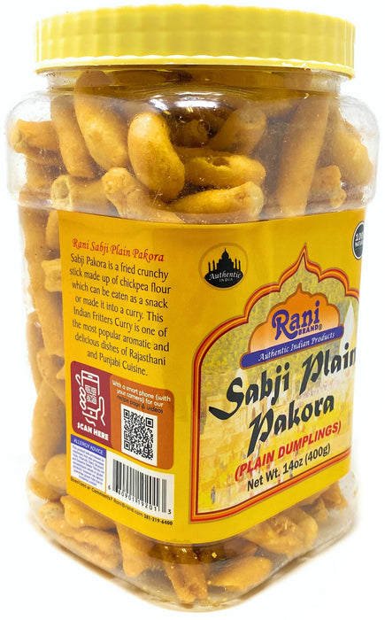 Rani Sabji Pakoda (Plain Dumplings) 14oz (400g) PET Jar ~ All Natural | Vegan | No Preservatives | No Colors | Gluten Friendly | Indian Origin