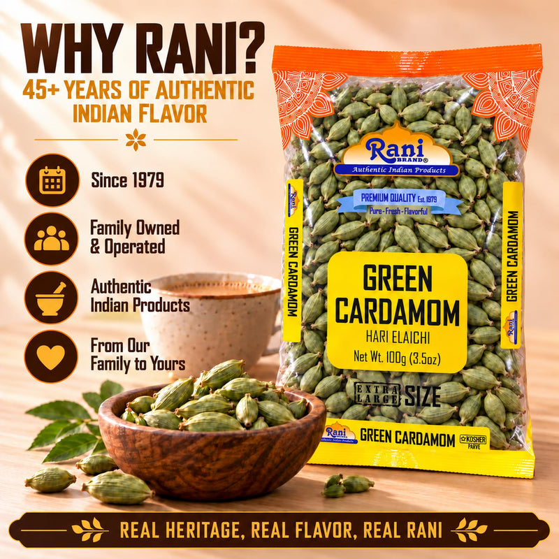 Rani Green Cardamom Pods Spice (Hari Elachi) 3.5oz (100g) ~ All Natural | Vegan | Gluten Friendly | NON-GMO | Kosher | Product of India