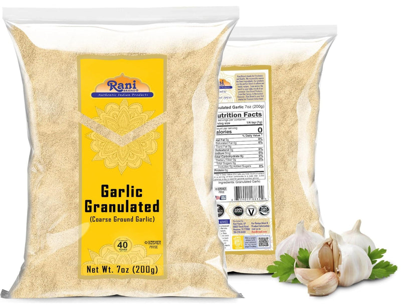 Rani Granulated Garlic (Coarse Ground Garlic) 7oz (200g) ~ All Natural | Gluten Friendly | Vegan | NON-GMO | Kosher | No Salt or fillers | Product of USA