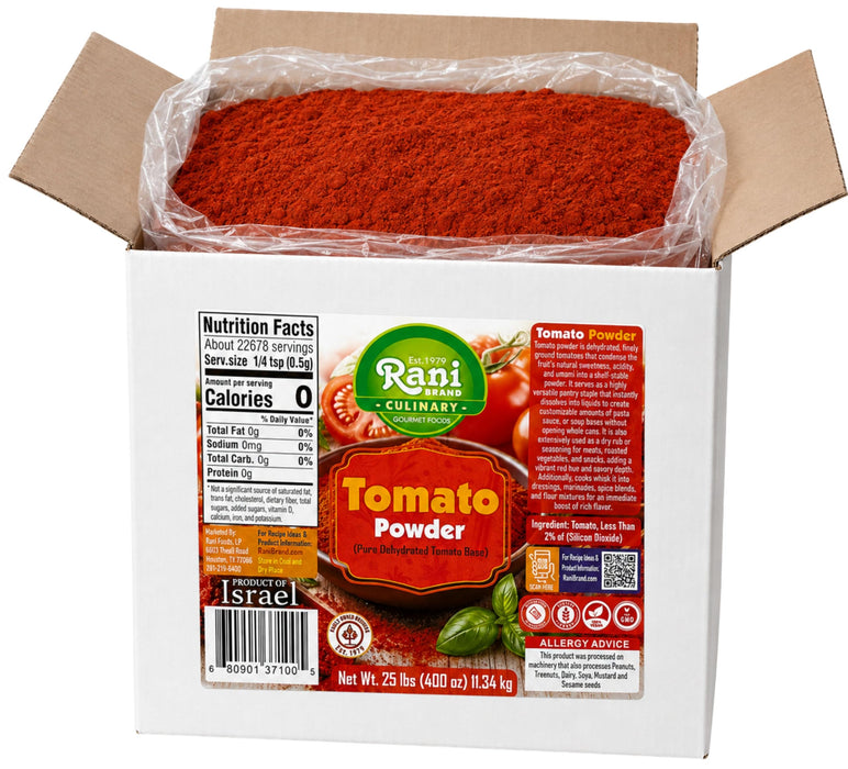 Rani Tomato Powder (Pure Dehydrated Tomato Base) 400oz (25lbs) 11.34kg Bulk Box ~ Gluten Free | NON-GMO | Kosher | Vegan | Sodium Free | Product of Israel