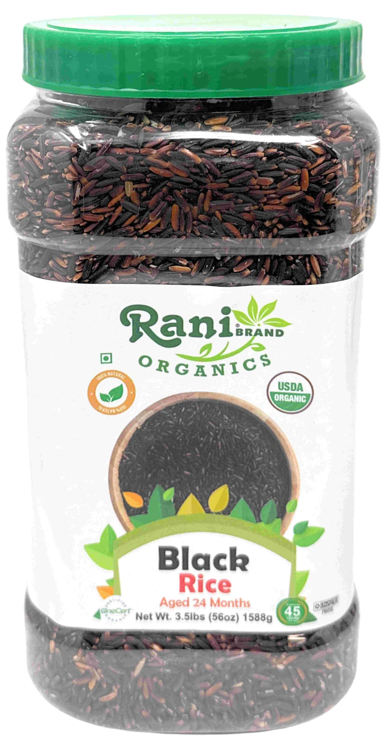 Rani Organic Black Rice Extra Long Aged 56oz (3.5lbs) 1.59kg Bulk PET Jar ~ All Natural | Gluten Friendly | Vegan | Indian Origin | Kosher | Export Quality | USDA Certified Organic
