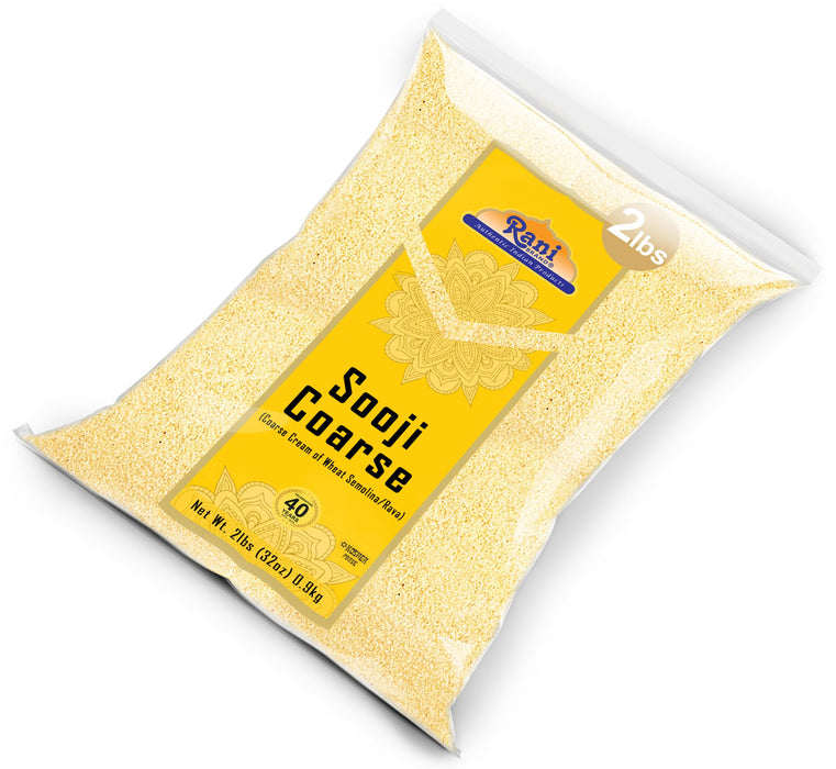 Rani Sooji Coarse (Farina, Suji, Rava, Rawa, Wheat Semolina) Flour, 32oz (2lbs) 908g ~ All Natural | Vegan | NON-GMO | Kosher | Indian Origin