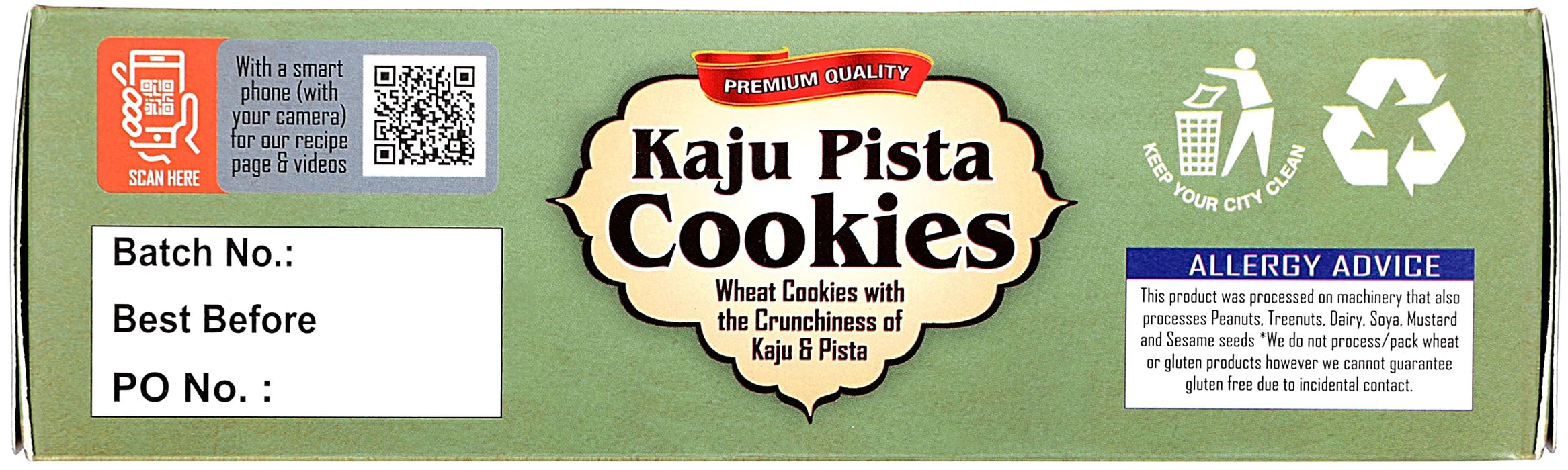 Rani Kaju Pista Cookies (Wheat Cookies with Crunchiness of Kaju & Pista) 14oz (400g) Pack of 3+1 FREE, Premium Quality Indian Cookies ~ Vegan | Non-GMO | Indian Origin