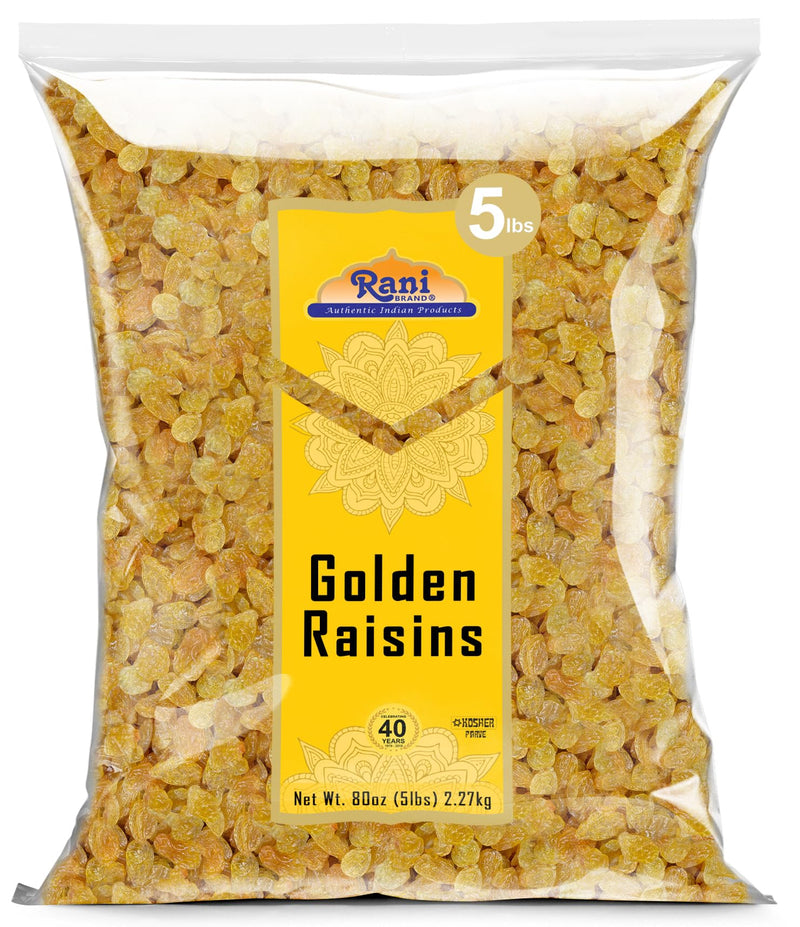 Rani Golden Raisins 80oz (5lbs) 2.27kg Bulk ~ All Natural | Gluten Friendly | NON-GMO | Vegan | Product of USA