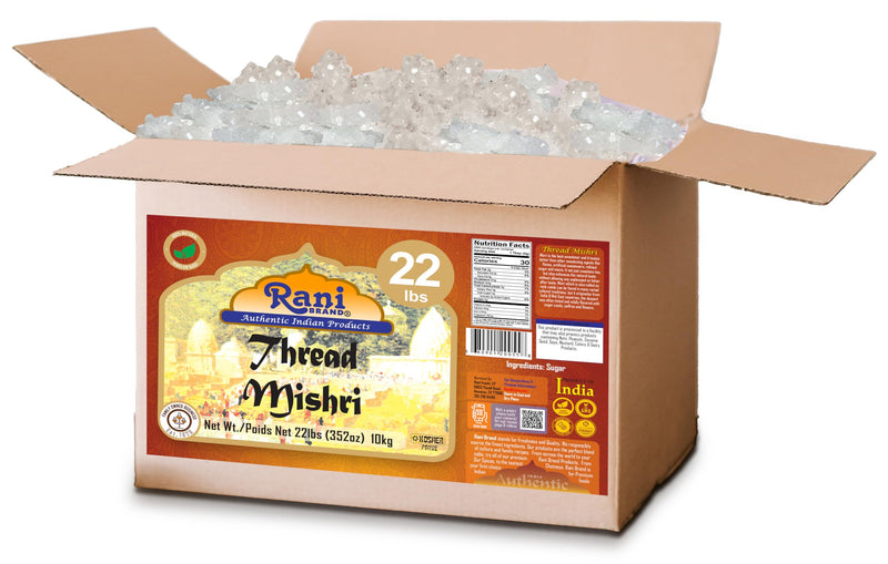 Rani Thread Misri (Rock Sugar / Dhaga Mishri) 352oz (22lbs) 10kg Bulk Box ~ All Natural | Gluten Friendly | No Colors | Vegan | Kosher | Indian Origin