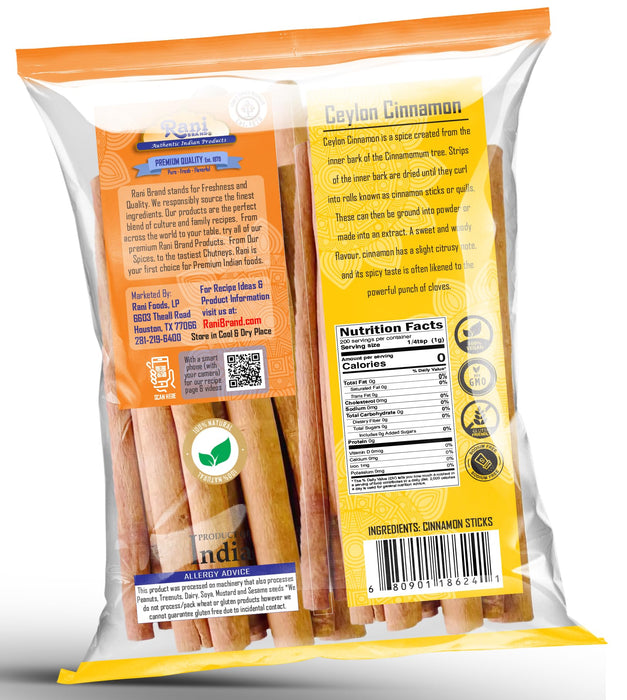 Rani Ceylon Cinnamon Sticks 7oz (200g) ~ 20-24 Sticks 5 Inches in Length, True Ceylon Cinnamon (Not Cassia) ~ All Natural | Vegan | No Colors | Gluten Friendly | NON-GMO | Indian Origin
