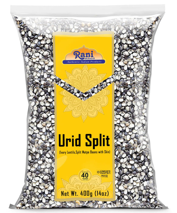 Rani Urid/Urad Split Chilka (Split Matpe Beans with Skin) Indian Lentils 14oz (400g) ~ All Natural | Gluten Friendly | NON-GMO | Vegan | Indian Origin