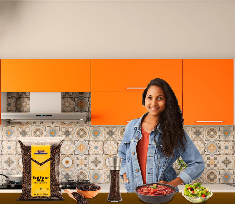 Rani Black Pepper Whole (Peppercorns), Premium MG-1 Grade 7oz (200g) ~ Gluten Friendly | Non-GMO | Kosher | Natural | Perfect size for Grinders!