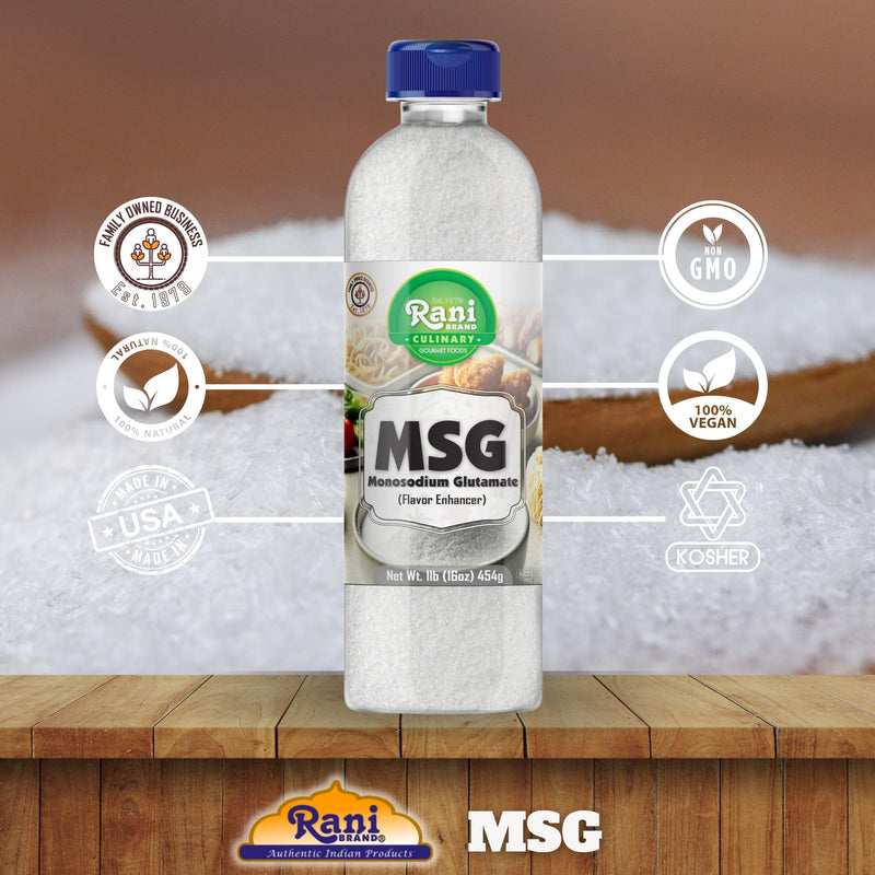 Rani MSG (Monosodium Glutamate) 16oz (1lb) 454g PET Jar ~ Flavor Enhancer, Umami Seasoning, Perfect for stir-frying, roasting, soups | Gluten Friendly | Vegan | NON-GMO | Kosher | Product of USA