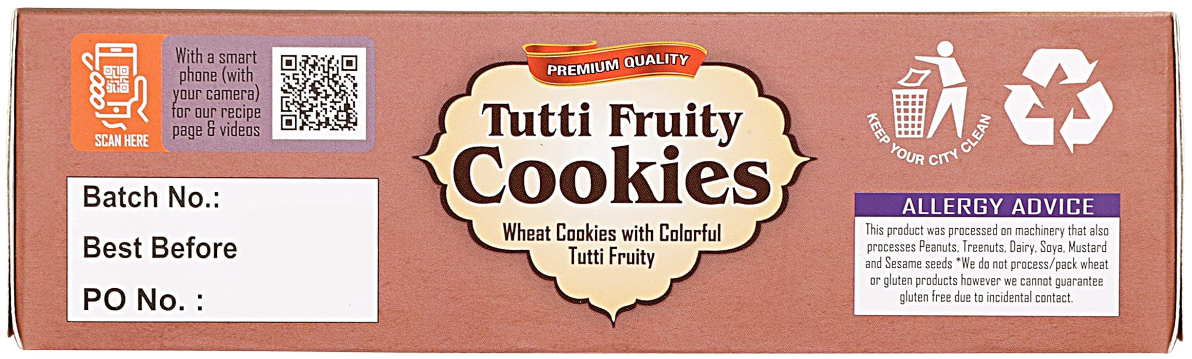 Rani Tutti Fruity Cookies (Wheat Cookies with Colorful Tutti Fruity) 14oz (400g) Pack of 3+1 FREE, Premium Quality Indian Cookies ~ Vegan | Non-GMO | Indian Origin