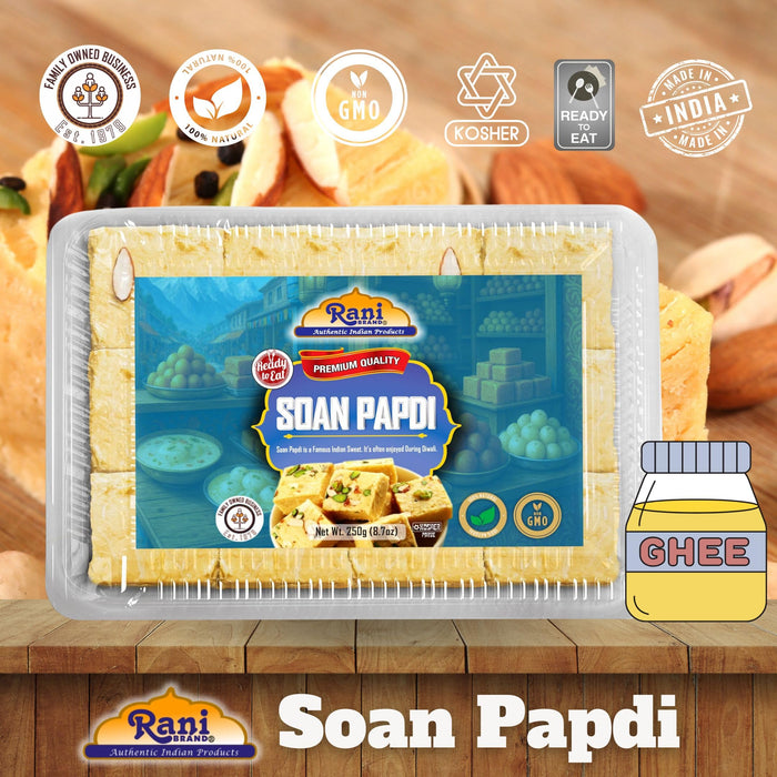 Rani Soan Papdi 8.7oz (250g) PET Jar, Traditional Indian Sweets, Ready to eat ~ All Natural | Non-GMO | Kosher | Indian Origin