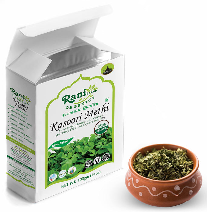 Rani Organic Fenugreek Leaves Dried (Kasoori Methi) 14oz (400g) ~ All Natural | Vegan | Gluten Friendly | NON-GMO | Indian Origin | USDA Certified Organic