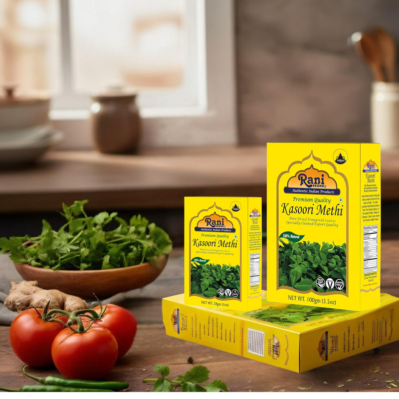 Rani Fenugreek Leaves Dried, All Natural (Kasoori Methi) 100g (3.5oz) ~ Gluten Friendly | NON-GMO | Kosher | Vegan