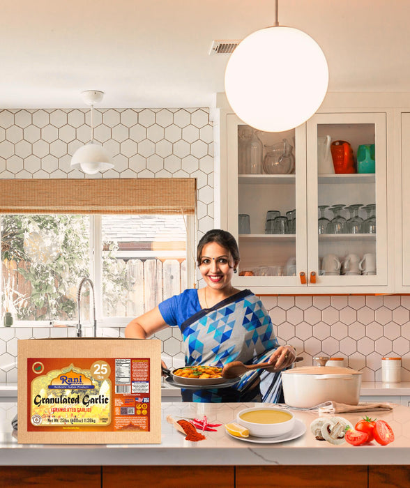 Rani Granulated Garlic (Coarse Ground Garlic) 400oz (25lbs) 11.36kg Bulk Box ~ All Natural | Gluten Friendly | Vegan | NON-GMO | Kosher | No Salt or fillers | Product of USA