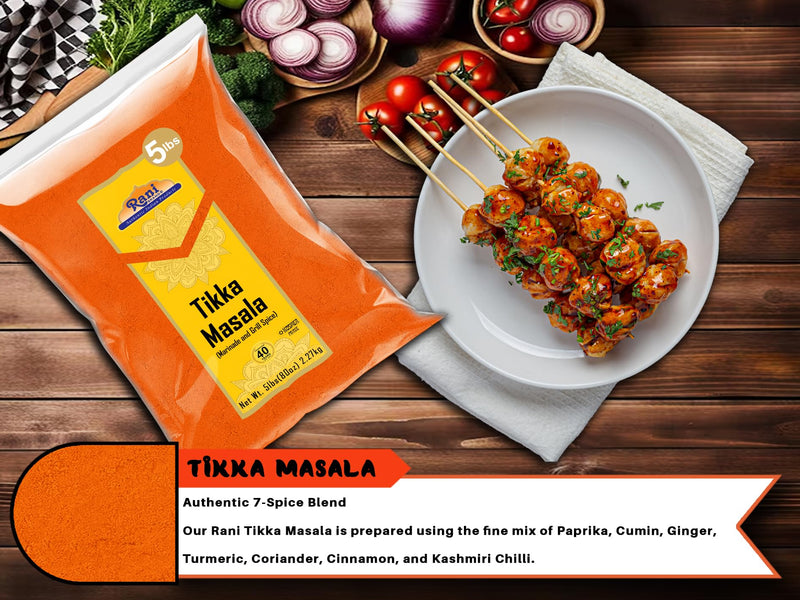 Rani Tikka Masala Indian 7-Spice Blend 80oz (5lbs) 2.27kg Bulk ~ All Natural | Salt-Free | Vegan | No Colors | Gluten Friendly | NON-GMO | Kosher