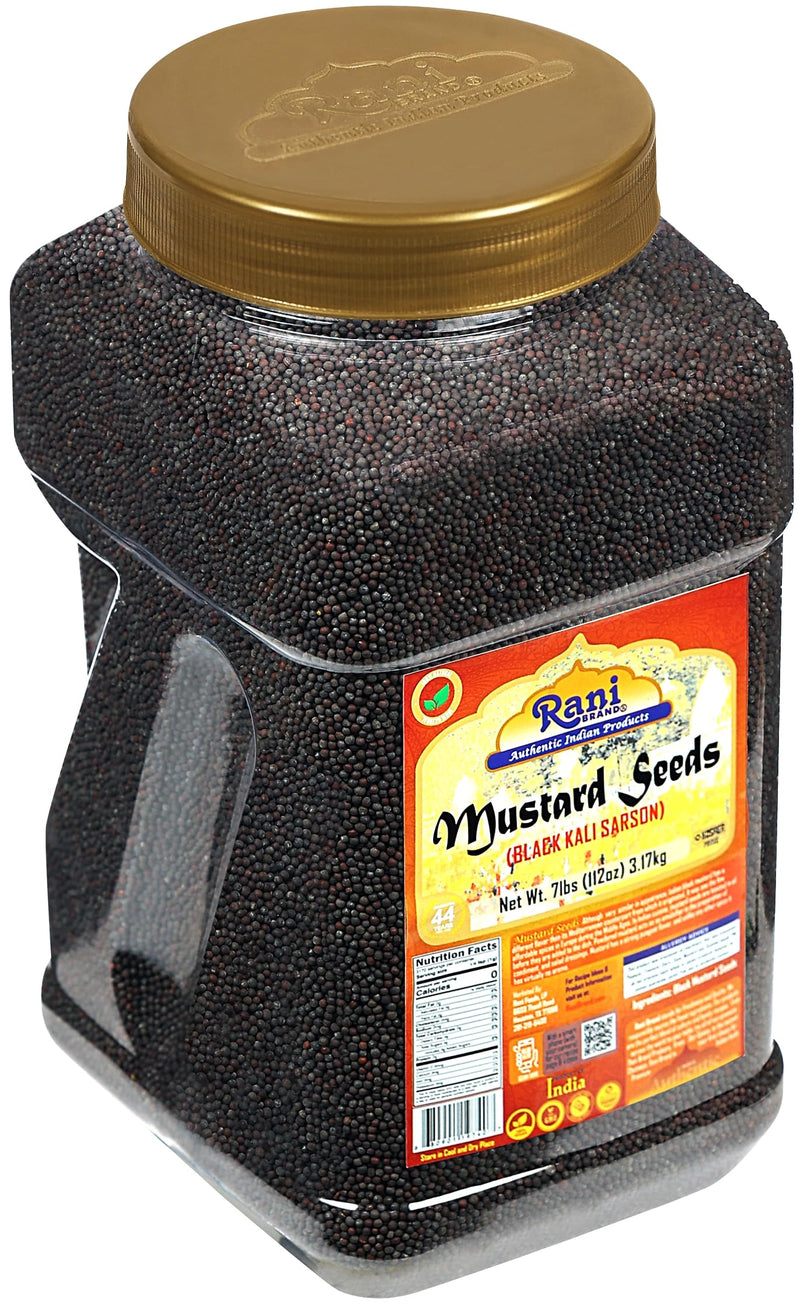 Rani Black Mustard Seeds Whole Spice (Kali Rai) 112oz (7lbs) 3.18kg Bulk PET Jar ~ All Natural | Gluten Friendly | NON-GMO | Vegan | Kosher | Indian Origin