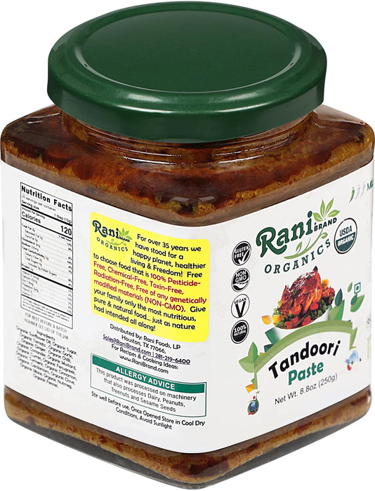 Rani Organic Tandoori Paste 8.8oz (250g) Glass Jar ~ For Tandoori Chicken, Chicken Tikka, Paneer Tikka | All Natural | NON-GMO | Kosher | Vegan | Gluten Free | Indian Origin | USDA Certified Organic