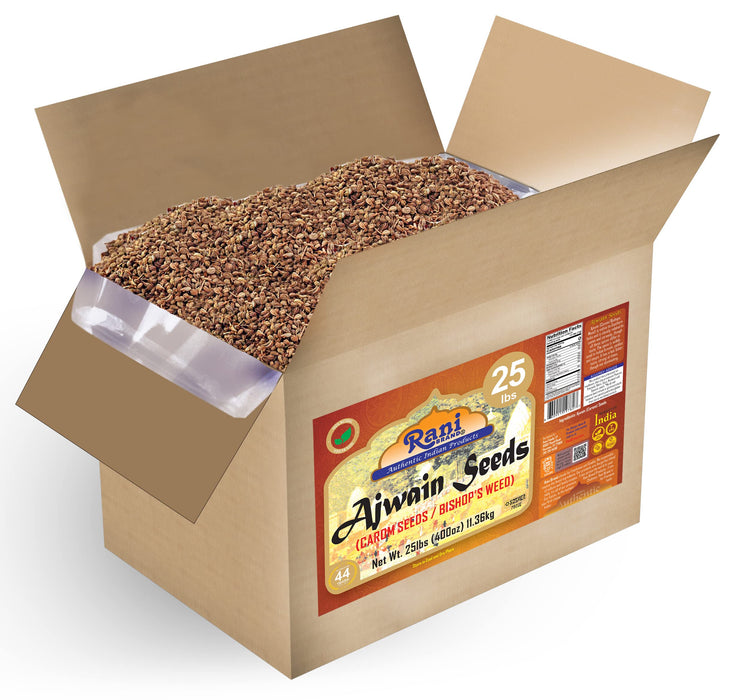 Rani Ajwain Seeds (Carom Bishops Weed) Spice Whole 400oz (25lbs) 11.36kg Bulk Box ~ All Natural | Vegan | Gluten Friendly | NON-GMO | Kosher | Indian Origin