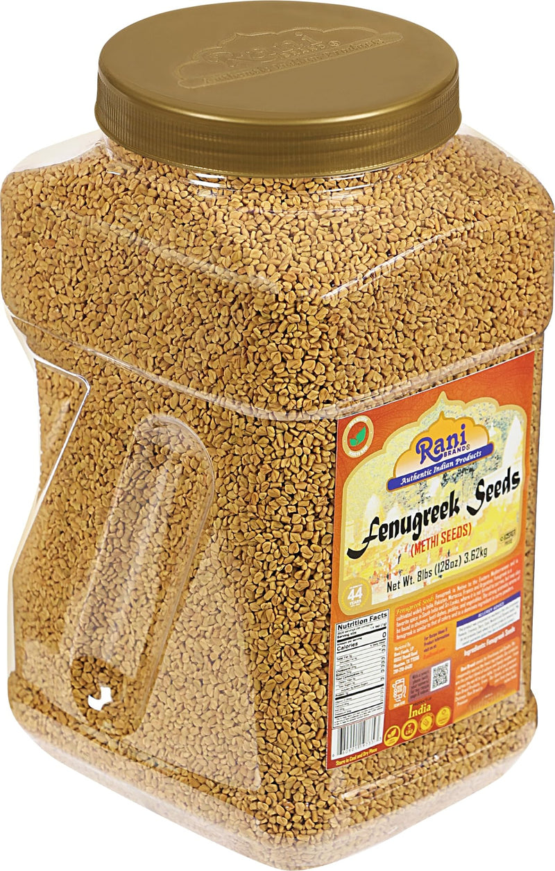 Rani Fenugreek (Methi) Seeds Whole 128oz (8lbs) 3.62kg Bulk PET Jar, Trigonella foenum graecum ~ All Natural | Vegan | Gluten Friendly | Non-GMO | Kosher | Indian Origin