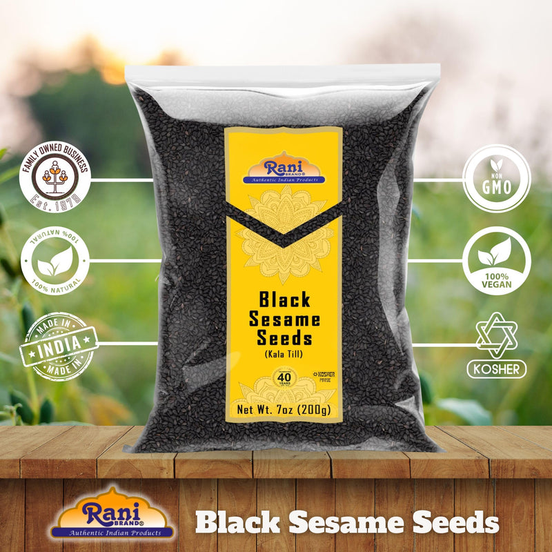 Rani Sesame Seeds Whole Black, Raw (Kala Till) 7oz (200g) ~ All Natural | Gluten Friendly | NON-GMO | Kosher | Vegan | Indian Origin