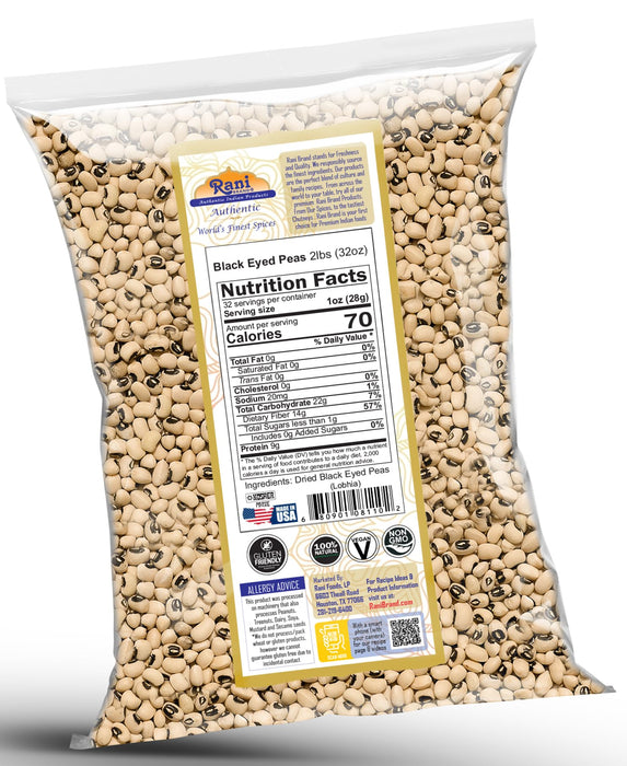 Rani Black Eyed Peas, Dried (Lobhia) 32oz (2lbs) 907g ~ All Natural | Vegan | Kosher | Gluten Friendly | Product of USA