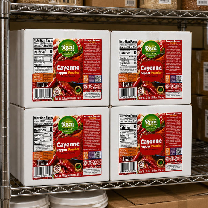Rani Cayenne Pepper Powder (Hot & Spicy Seasoning) 400oz (25lbs) 11.34kg Bulk Box ~ All Natural | Gluten Free | NON-GMO | Kosher | Vegan | Product of India