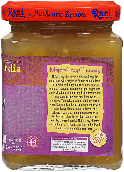 Rani Major Grey Mango Chutney (Indian Preserve) 12.3oz (350g) Glass Jar, Pack of 2, Ready to eat, Vegan ~ Gluten Free, All Natural, NON-GMO, Kosher