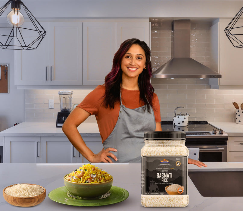 Rani Silver White Basmati Rice Extra Long Aged 32oz (2lbs) 908g PET Jar ~ All Natural | Gluten Friendly | Vegan | Indian Origin | Kosher | Export Quality