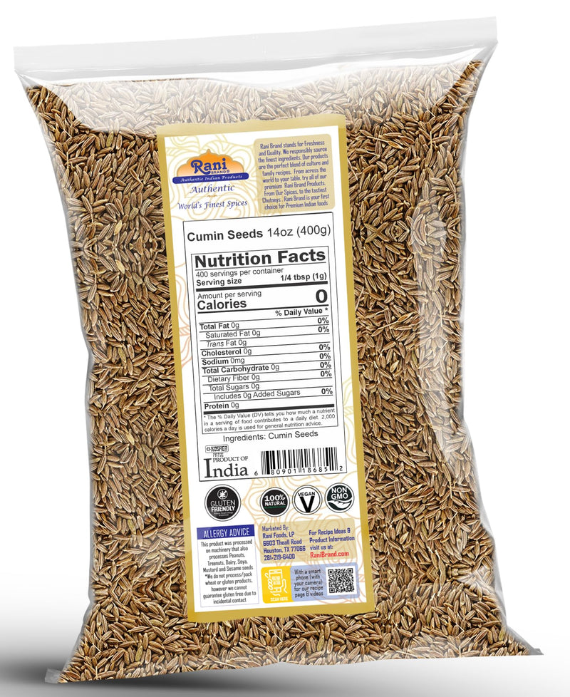 Rani Cumin Seeds Whole (Jeera) Spice 14oz (400g) ~ All Natural | Gluten Friendly | NON-GMO | Kosher | Vegan | Indian Origin