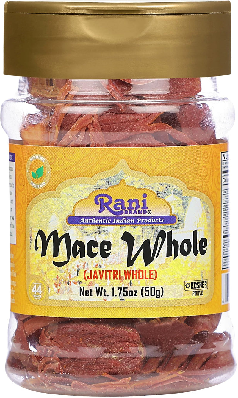 Rani Mace Whole (Javathri), Spice 1.75oz (50g) PET Jar ~ All Natural | Vegan | Gluten Friendly | NON-GMO | Kosher | Indian Origin