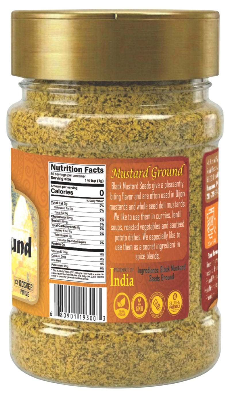 Rani Mustard Seeds Ground, Powder Spice (Rai Sarson) 3oz (85g) PET Jar ~ All Natural | Gluten Friendly | NON-GMO | Kosher | Vegan | Indian Origin