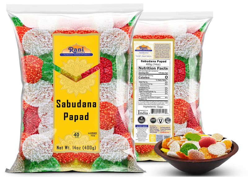 Rani Sabudana (Sago) Papad with Colors 14oz (400g) ~ Vegan | Gluten Friendly | NON-GMO | Indian Origin