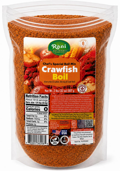 Rani Crawfish Boil (Extra Hot Crawfish, Shrimp & Crab Boil) 32oz (2lbs) 908g ~ Gluten Free | NON-GMO | Kosher | Vegan | Product of USA
