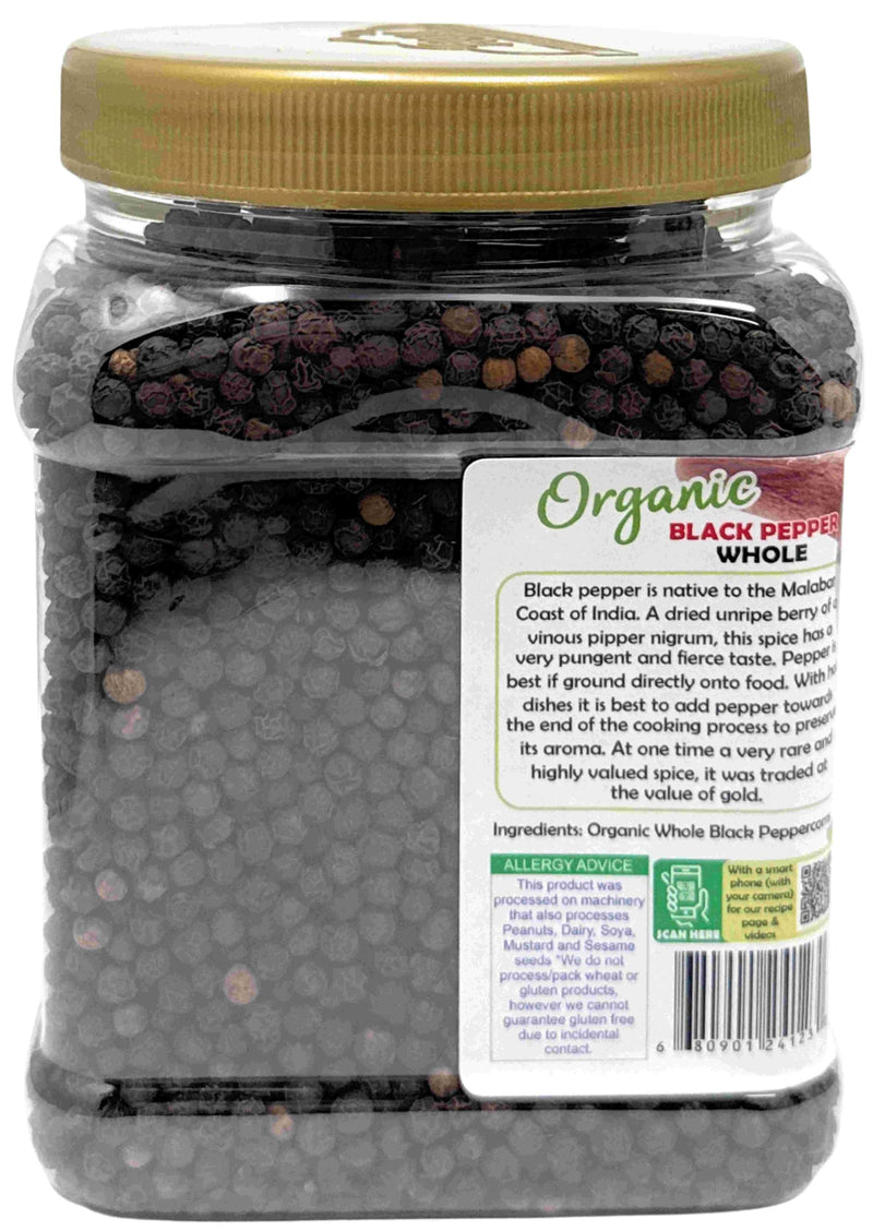 Rani Organic Black Pepper Whole (Peppercorns), Premium Bold Tellicherry Quality 16oz (1lb) 454g PET Jar ~ All Natural | Gluten Friendly | Non-GMO | USDA Certified Organic | Kosher | Product of Vietnam