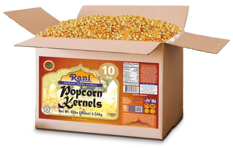 Rani Popcorn Kernels 160oz (10lbs) 4.54kg Bulk Box, Perfect for Stovetop, Microwave & Popcorn Machines ~ All Natural | Gluten Friendly | Vegan | NON-GMO | Kosher | Product of USA