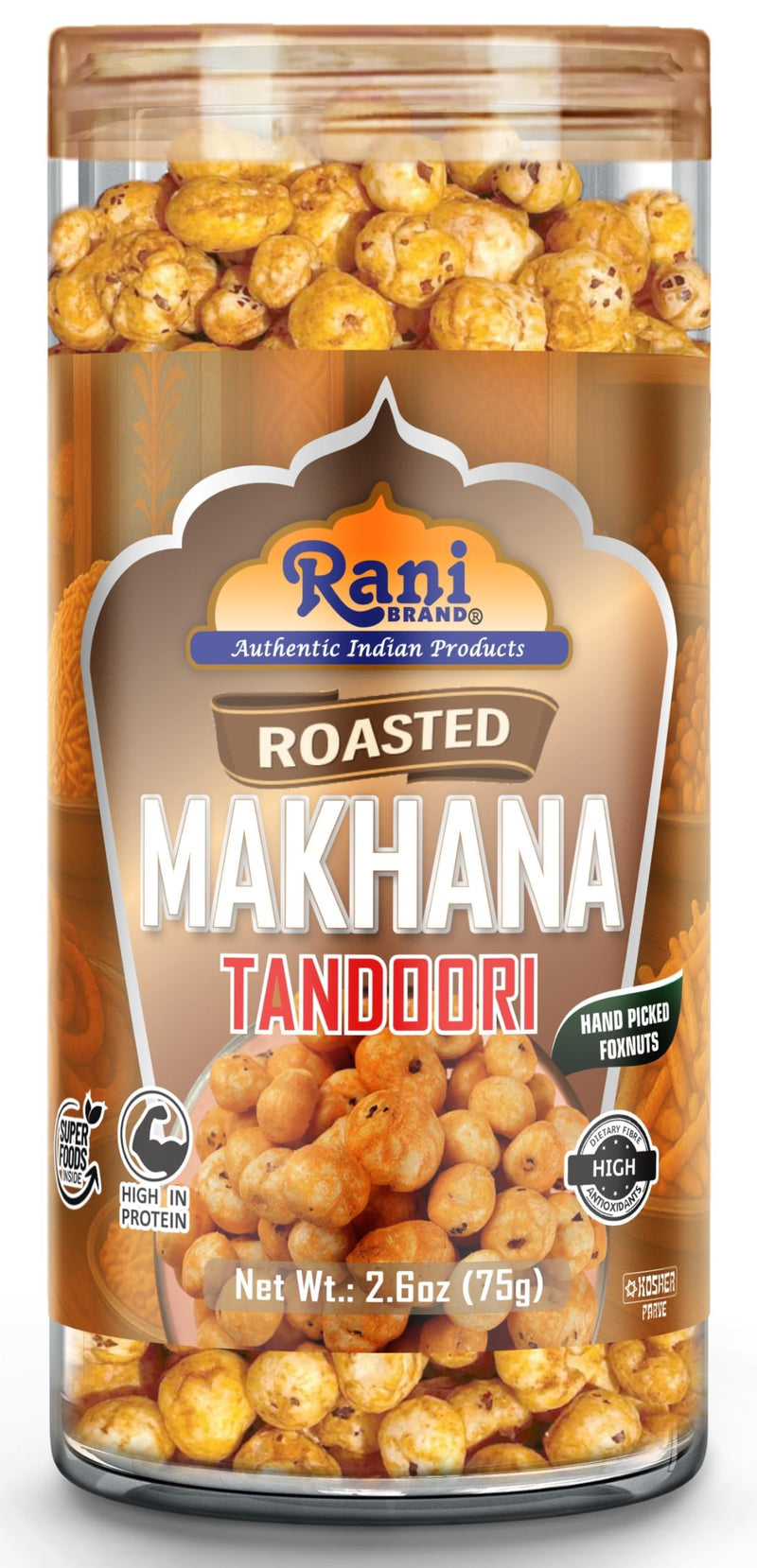 Rani 4 in 1 Combo Set of Roasted Makhana Salt & Pepper, Peri Peri, Tandoori, (2in1) Pudina & Peri-Peri, 2.6oz (75g), Pack of 4, Ready to eat ~ Vegan | Gluten Friendly | Kosher | Indian Origin