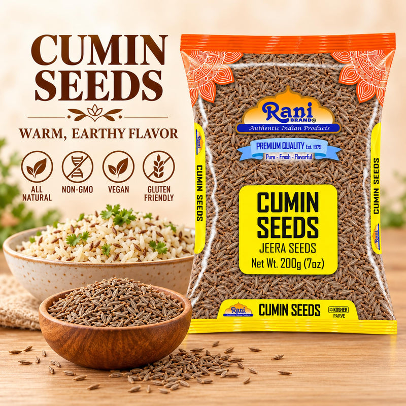 Rani Cumin Seeds Whole (Jeera) Spice 7oz (200g) ~ All Natural | Gluten Friendly | NON-GMO | Kosher | Vegan | Indian Origin