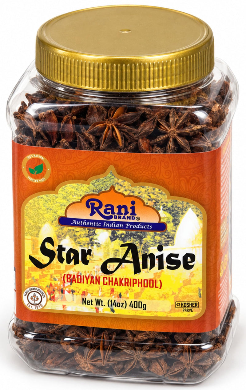 Rani Star Anise Seeds, Whole Pods (Badian Khatai) Spice 14oz (400g) PET Jar ~ All Natural | Gluten Friendly | NON-GMO | Kosher | Vegan | Indian Origin