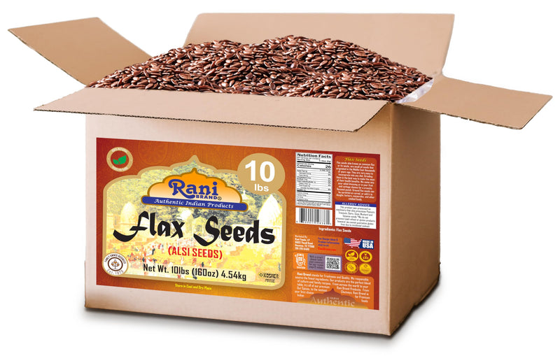 Rani Flax Seeds Whole Raw (Alsi, Linum usitatissimum) 160oz (10lbs) 4.54kg Bulk Box ~ All Natural | Gluten Friendly | Non-GMO | Kosher | Vegan | Indian Origin