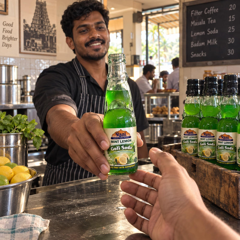 Rani Mint Lemon Goli Soda 6.7 fl oz (200 ml) Glass Bottle with Marble Seal, Pack of 6 ~ Vegan | Gluten Free | Non-GMO | Indian Origin