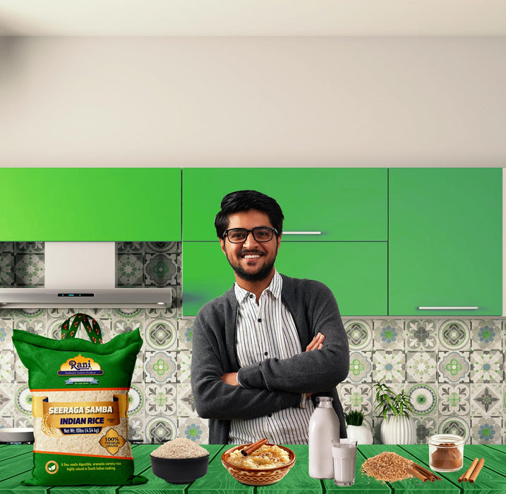 Rani Seeraga Samba Indian Rice 160oz (10lbs) 4.54kg Cloth Bag ~ All Natural | Gluten Friendly | Vegan | Kosher | Export Quality | Indian Origin