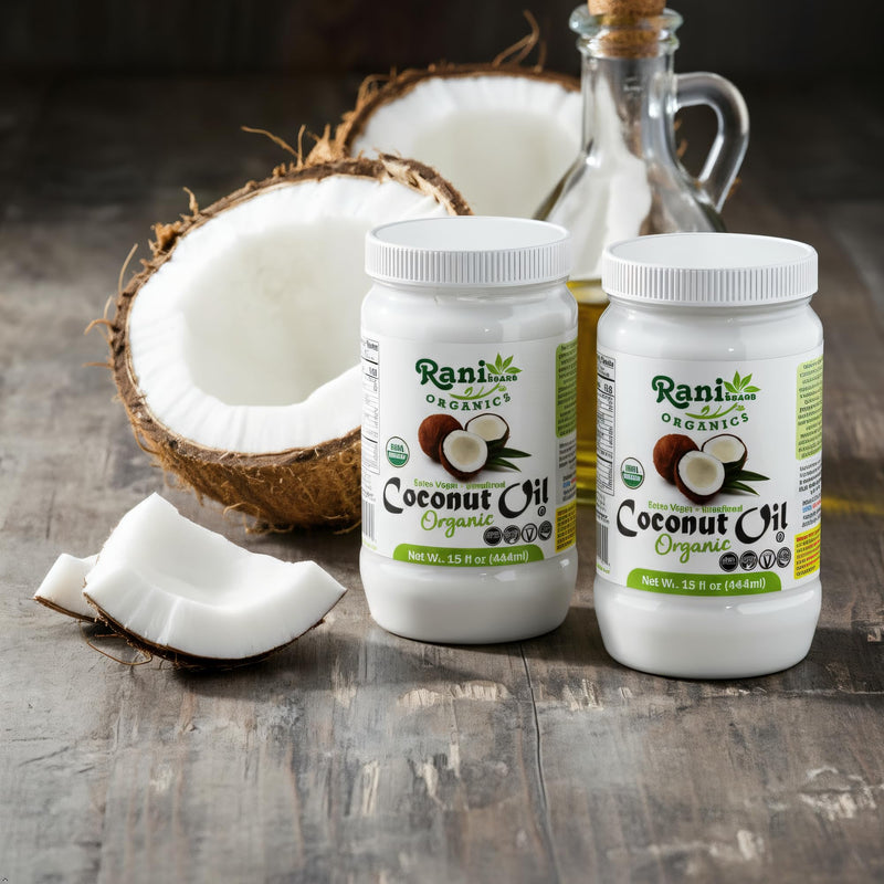 Rani Organic Extra Virgin Coconut Oil, Unrefined 15 fl oz (444ml) Cold Pressed, NON-GMO | Gluten Free | Kosher | Vegan | 100% Natural | Packed in USA | USDA Certified Organic