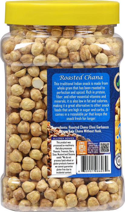 Rani Roasted Chana Skinless (Chickpeas) Plain Flavor (No Skin) 14oz (400g) PET Jar ~ All Natural | Vegan | No Preservatives | Kosher | Gluten Friendly | Indian Origin | Great Snack, Ready to Eat