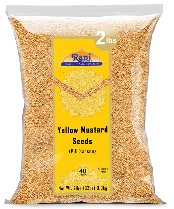 Rani Yellow Mustard Seeds Whole Spice 32oz (2lbs) 908g ~ Ideal for Pickling, Dressing and Making Ground Mustard for Cooking, All Natural | Vegan | Gluten Friendly | NON-GMO | Kosher | Indian Origin